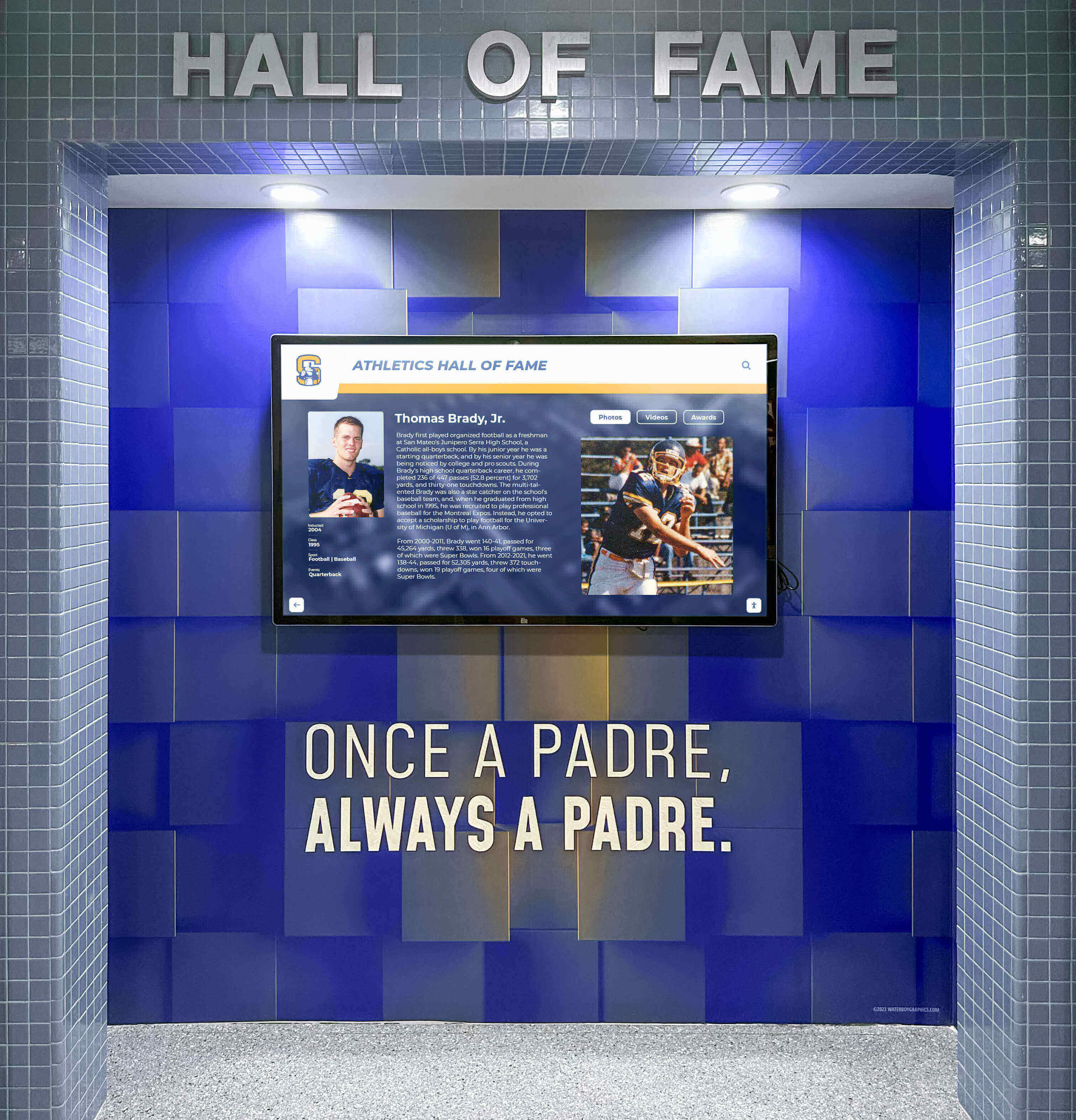 Athletic hall of fame wall