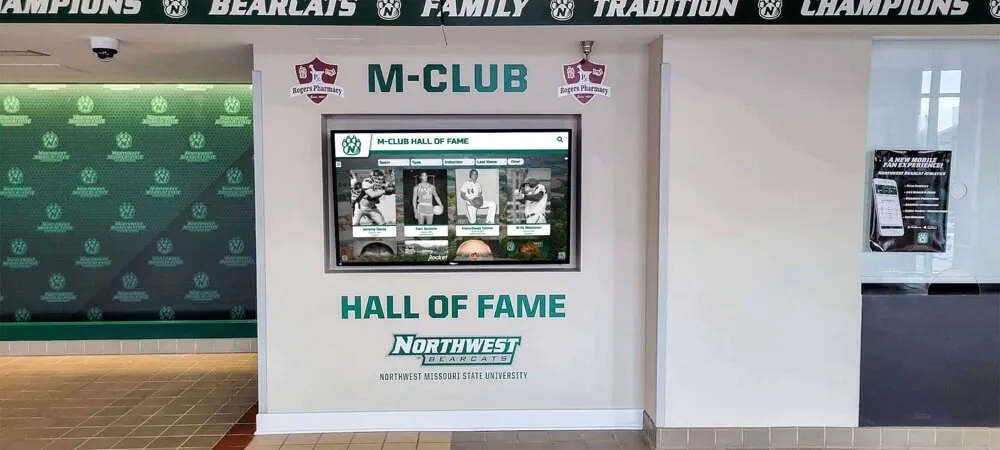 Interactive M Club hall of fame digital display Interactive trophy display